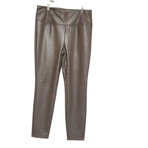 Mexx Faux Vegan Leather Brown Pants Size L Edgy Autumn - Picture 1 of 7